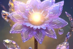 one big crystal subtle flower in a galactic ambiance, transparent petals, delicate colors, in the foreground, with a very little beautiful fairy, full of details, smooth, bright sunshine，soft light atmosphere, light effect，vaporwave colorful, concept art, smooth, extremely sharp detail, finely tuned detail, ultra high definition, 8 k, unreal engine 5, ultra sharp focus