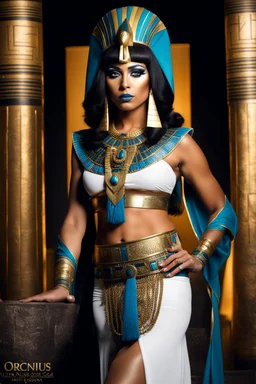 full body Cleopatra, pharaoh makeup, full body shot, written by Orcinus Orca, Ultra detail face