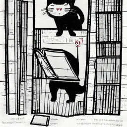 communist kitty reading Wittgenstein's Tractatus Logico Philosophicus in brutalist style