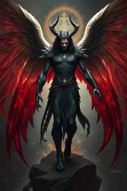 Samael the fallen angel, the angel of death, the avenger of sins and the seducer, warrior, demon prince, the bringer of light, who bears the Seal of Darkness, high realistic, detailed, dark fantasy,