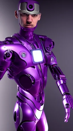 Super cyborg man nion purple Suspicion interested in-depth details HD 4K 8K