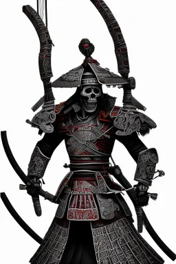 Neon skeleton samurai