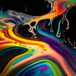 rainbow liquid painting transforming into a vinyl