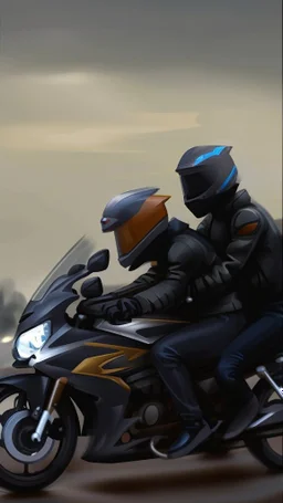 A couple in motorcycle