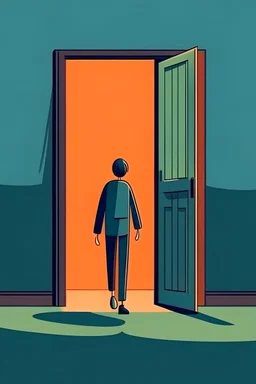 شخص حزين يدخل من باب وعندما يخرج يكون سعيد