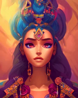 a portrait of a beautiful aztec queen, art by lois van baarle and loish and ross tran and rossdraws and sam yang and samdoesarts and artgerm and saruei, digital art, highly detailed, intricate, sharp focus, Trending on Artstation HQ, deviantart, unreal engine 5, 4K UHD image