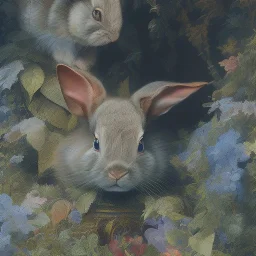 fantasy magic, sharp focus, illustration, highly detailed, digital painting, concept art, art germ and Paul Lewin and Kehinde Wiley, masterpiece silver solo rabbit, dark blue aye