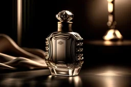 generate me an aesthetic complete image of Perfume Bottle with Luxurious Fabrics