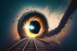 A train falling into blackhole.