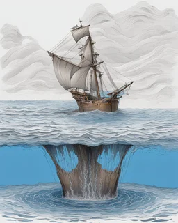 A GREAT PIT IN THE OCEAN POURS WATER INSIDE