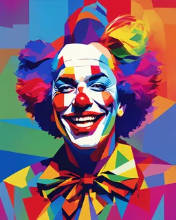 Clown laugh in WPAP Pop art cubism minimalist modern psychedelic painting color art