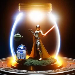 Star wars characters in a jar floating, super high resolution, professional photograph, in focus, beautiful detail, professional digital art, stunning 4k, volumetric light, Award-winning photograph, photography, tokio background