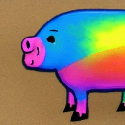 rainbow pig with wings