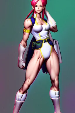 cammy white from street fighter wearing juri outfit in Yusuke Murata style