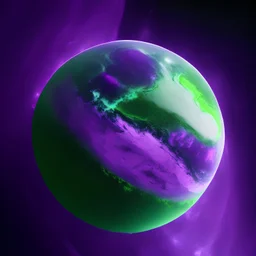 Light purple and light green Planet earth in the middle of space