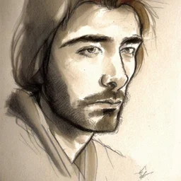 Portrait drawing of a creative painter