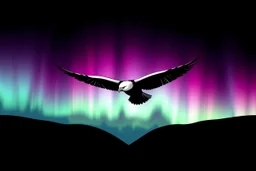 graphic shape of the aurora borealis with bottom edge resemblance to an eagle in flight. smooth vector on black