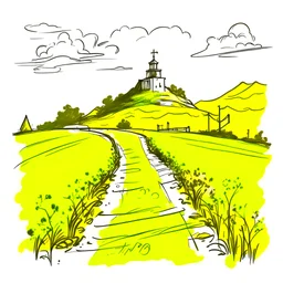 sketch of the yellow sign of santiago path