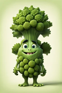 Romanesco as a Cute mascot in disney pixar Style