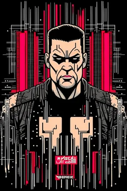 punisher sku;; elon musk in the style of Hiroshi Nagai