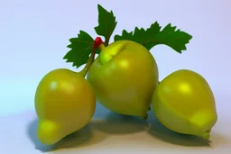 3 D render, one grape, on a white background