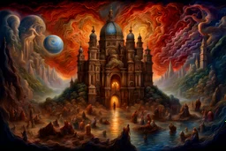 The Apocalypse of Saint John || Visionary surrealism :: in the styles of (Otto Rapp:1.5) and Josephine Wall and David Normal :: 8k resolution :: dynamic lighting :: hyperdetailed :: intricately detailed :: mixed media :: imperial colors :: cinematic :: epic masterpiece