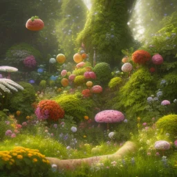 pixar style, volumetric summer garden environment and background, realistic painting of donuts, looking excited, volumetric lighting, dramatic lighting, detailed digital painting, extreme dense and fine fur, anime, ornate, colour-washed colors, elegant, small minutiae, tiny features, particulars, centered, smooth, sharp focus, renderman gofur render, 8k, uhd, detailed eyes, realistic shaded volumetric lighting, sunlight caustics, backlight, centered camera view