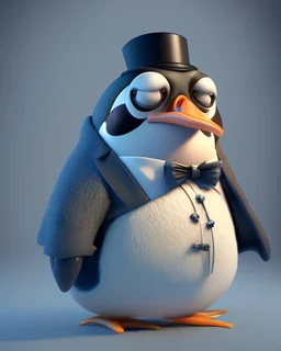 Jerry Nadler dressed as a Penguin, wearing a monocle, funko realistic 3d render