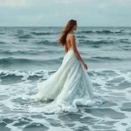 Born of the Ocean Where the sea becomes a gown and every wave moves with her. A moment of gown in waves