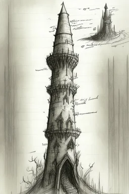 A detailed sketch of a wizards tower