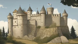 medieval castle, comic style