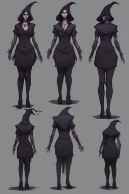 witch necromancer female dress turnaround