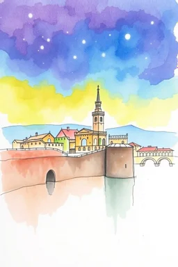 SKETCH WATERCOLOR PASTEL COLOURS - “The City of Singing Stones”