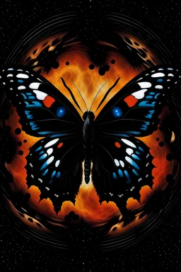 capa de album advisory borboleta fundida com furacão buraco negro