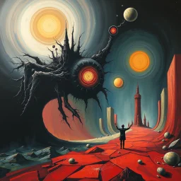 Subconscious horror style by Gerald Scarfe and Tomasz Setowski and Wassily Kandinsky, surreal abstract art, subconscious fear of being alone, futility's a luxury, unsettling, asymmetric abstractions, surreal masterpiece, creepy, never before seen art from beyond,