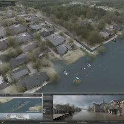 **Cinematic Art:** An intriguing interactive documentary allows viewers to explore a virtual flood-prone city. By clicking on different areas, viewers discover potential flood risks and the effectiveness of various mitigation strategies. The documentary uses data visualization to depict storm surge, flood plains, and the impact of improved drainage systems. **Appearance:** Cinematic art ideas that encompass the essence of constructing and optimizing infrastructures to mitigate flood and stormwat