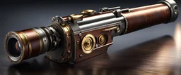 High-end state-of-the-art STEAMPUNK aesthetics flawless rugged steel COLT S.A.A.45 DSLR Telephoto Revolver Camera open cylinder front view barrel ammunition cartridge bullet,Highest quality telescopic Zeiss Zoom lens, supreme cinematic-quality photography,waltnut wood handle, Art Nouveau-visuals,Vintage style Octane Render 3D technology,hyperrealism photography,(UHD) high-quality cinematic character render,Insanely detailed close-ups capturing beautiful complexity,Hyperdetailed,Intricate,8K,