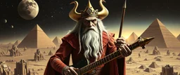 Gandalf as an egyptian vampire space cowboy in the style of Escher and Giger