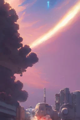 a highly detailed matte painting of a girl watching space station explosion by studio ghibli, makoto shinkai, by artgerm, by wlop, by greg rutkowski, volumetric lighting, octane render, 4 k resolution, trending on artstation, masterpiece