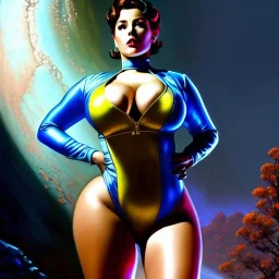 Drawing of beautiful face,'beautiful booty,Busty Sexy Vault Woman- Fallout 4 ',intense stare, ancient blue skintight suit, balanciaga fashion clothe painting by gaston bussiere, greg rutkowski, yoji shinkawa, yoshitaka amano, tsutomu nihei, donato giancola, tim hildebrandt,KyuYong Eom,Ren Wei Pan Oil on canvas, cinematic composition, extreme detail,fit full head inside picture,16k