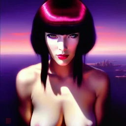 portrait of beautiful Ghost in the Shell painting by Brom , oil on canvas, cinematic composition, extreme detail,fit full head inside picture,8k