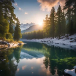 "Immerse your lens in the beauty of Nature Scenes. Capture the enchantment of a lush green forest, where sunlight filters through a canopy of leaves, creating a play of shadows and light. Explore the tranquil magic of a sunset or sunrise over a serene lake, with vibrant hues reflecting off the water's surface. Frame the majestic serenity of snow-covered mountains, where each peak wears a pristine blanket of snow. Transport your audience to the idyllic shores of tropical beaches, where palm trees