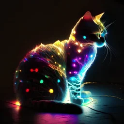Cat made of colored lights