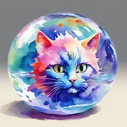 cat ball toy in water color art style. don't make it too colorful.