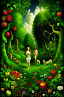 Adam and eve in the garden of Eden