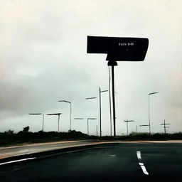 Minimal contemporary abstract oil paintings of desolate 1960s carpark with road markings and concrete fragments. Overlay with grungy typography graphics. style of Justin Mortimer and Francis Bacon.