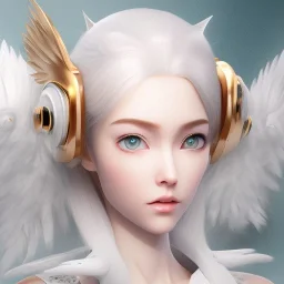 beautiful smooth realistic Japanese cat girl robot, full body and face, extremely sharp detail, finely tuned detail, ultra high definition, 8 k, unreal engine 5, ultra sharp focus, accurate wings, in flying mode