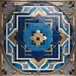 luxury hall ,tiled blue and gray large floor,