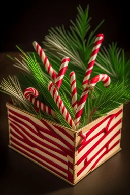 christmas candy canes in a seald box