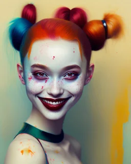 painting by koson ohara and marta bevacqua, Harley Quinn Smile